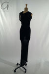 Marc le bihan shoulder strap tight short sleeve long skirt 2863 black